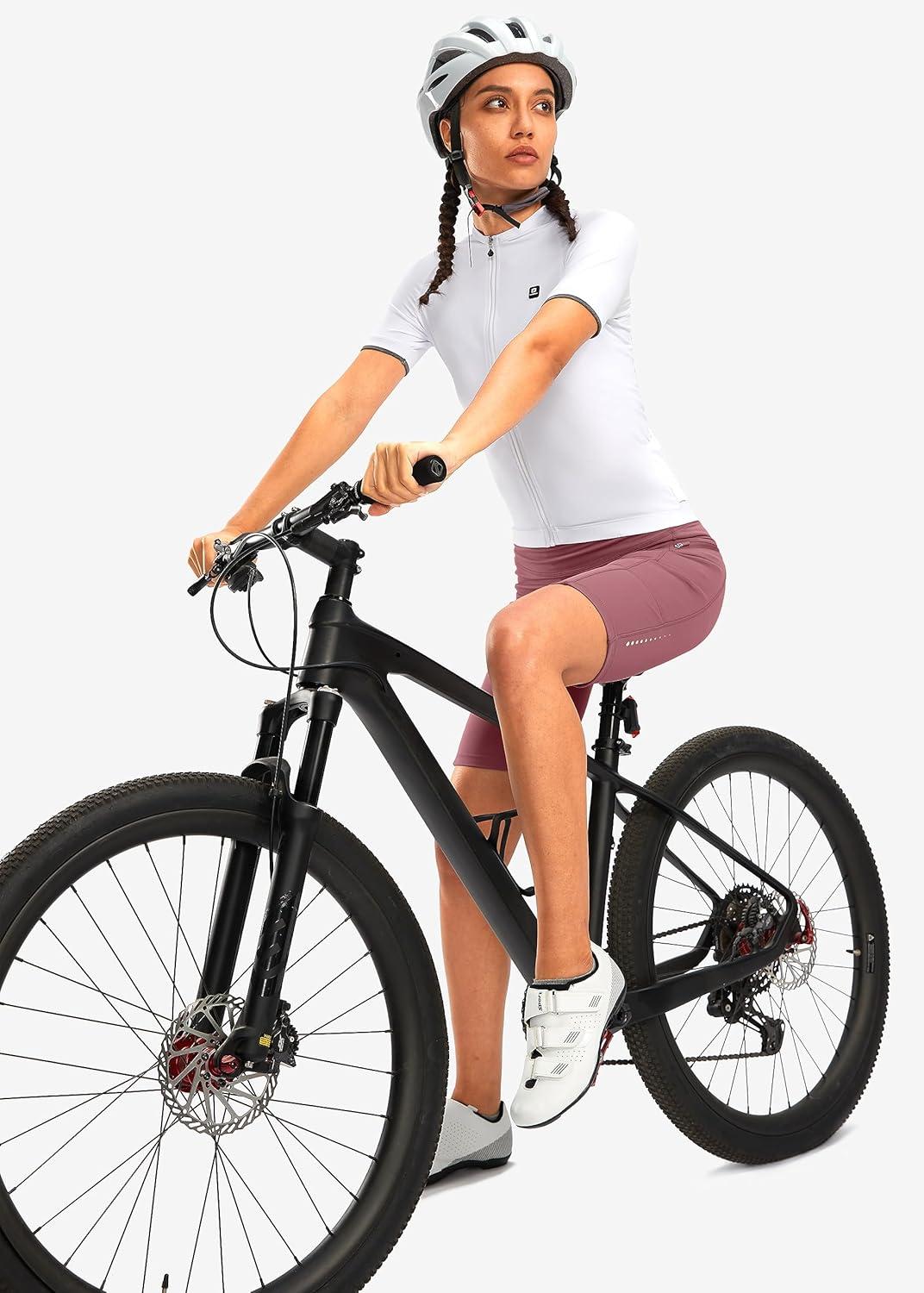 imageWomens High Waisted Biker Shorts 8quot Running Workout Tummy Control Bike Spandex Shorts for Women Zipper PocketsDark Pink