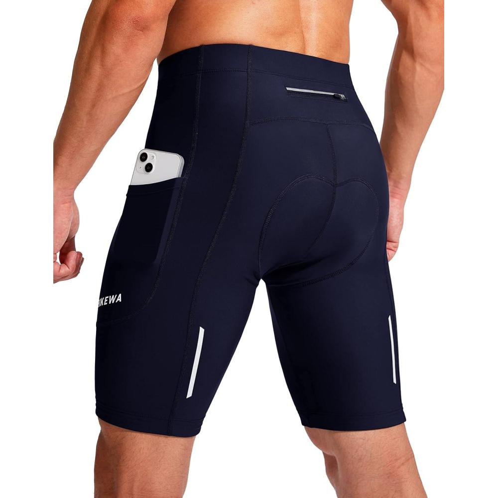 imageBikewa Mens Bike Shorts 3D Padded Cycling Road Biking Mountain Riding Biker Bicycle UPF 50 Cycle Shorts Zipper PocketsNavy