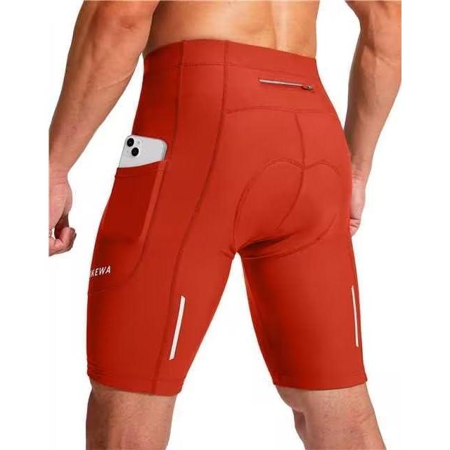 imageBikewa Mens Bike Shorts 3D Padded Cycling Road Biking Mountain Riding Biker Bicycle UPF 50 Cycle Shorts Zipper PocketsOrange
