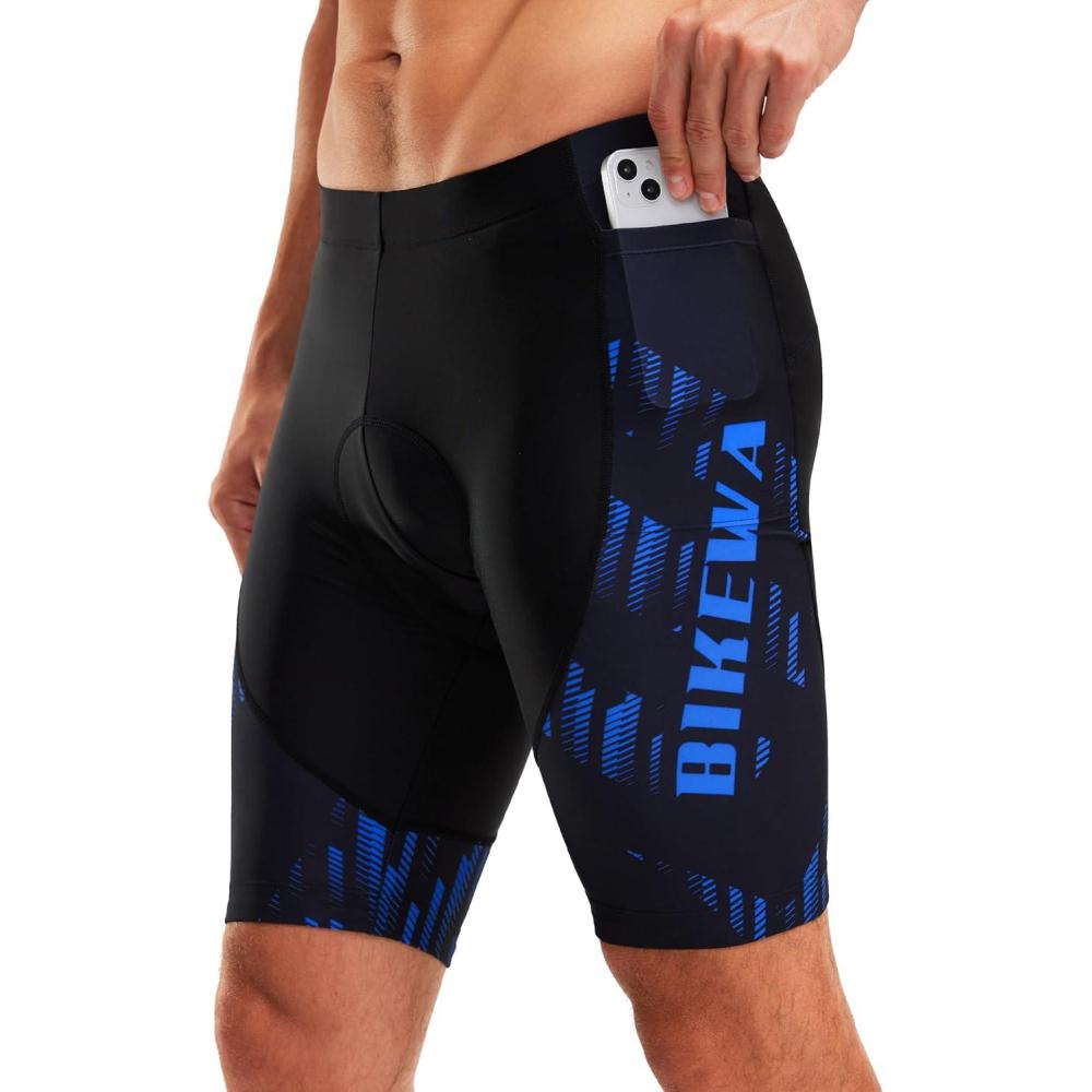 imageBikewa Mens Bike Shorts 4D Padded Biking Road Cycling Bicycle Pants Biker Shorts for Men Zipper Pockets1 Ocean Blue