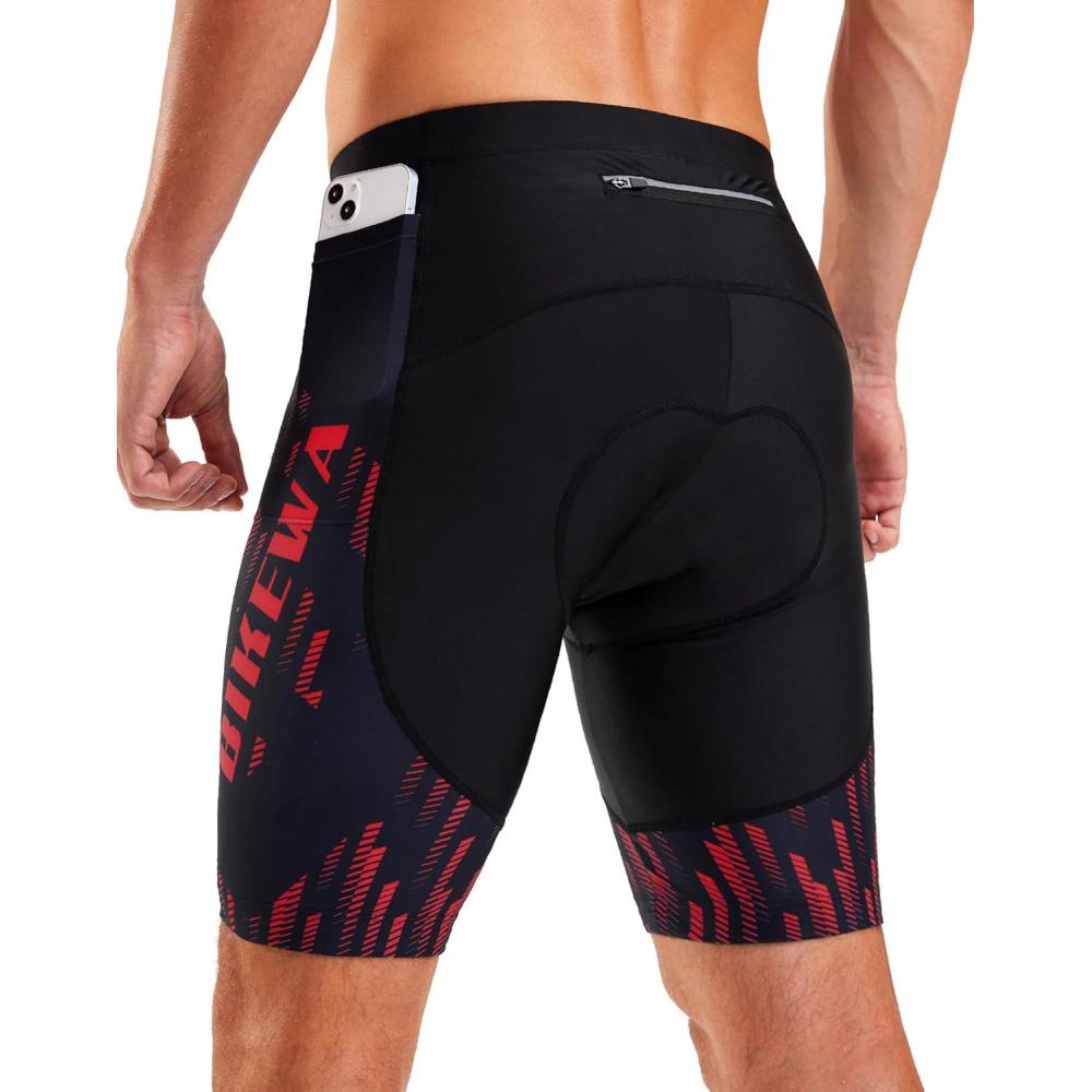 imageBikewa Mens Bike Shorts 4D Padded Biking Road Cycling Bicycle Pants Biker Shorts for Men Zipper Pockets1 Red