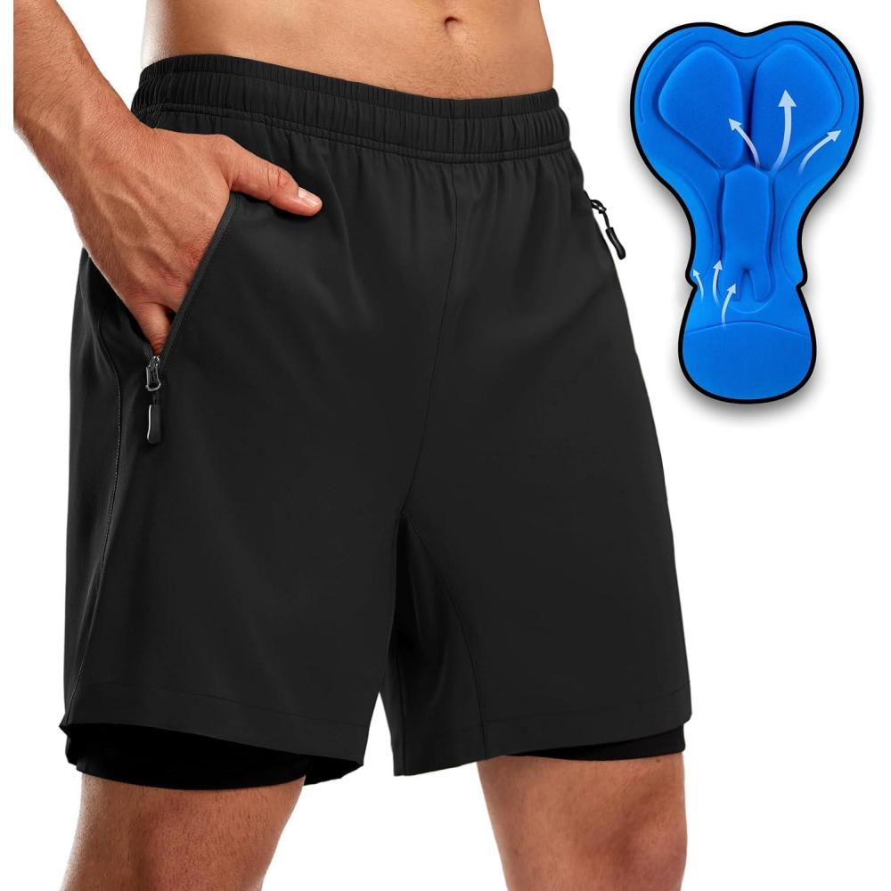 imageBikewa Mens Mountain Bike Shorts 3D Padded Loosefit Riding Biking Cycling Bicycle Biker Shorts for Men Zipper PocketsBlack