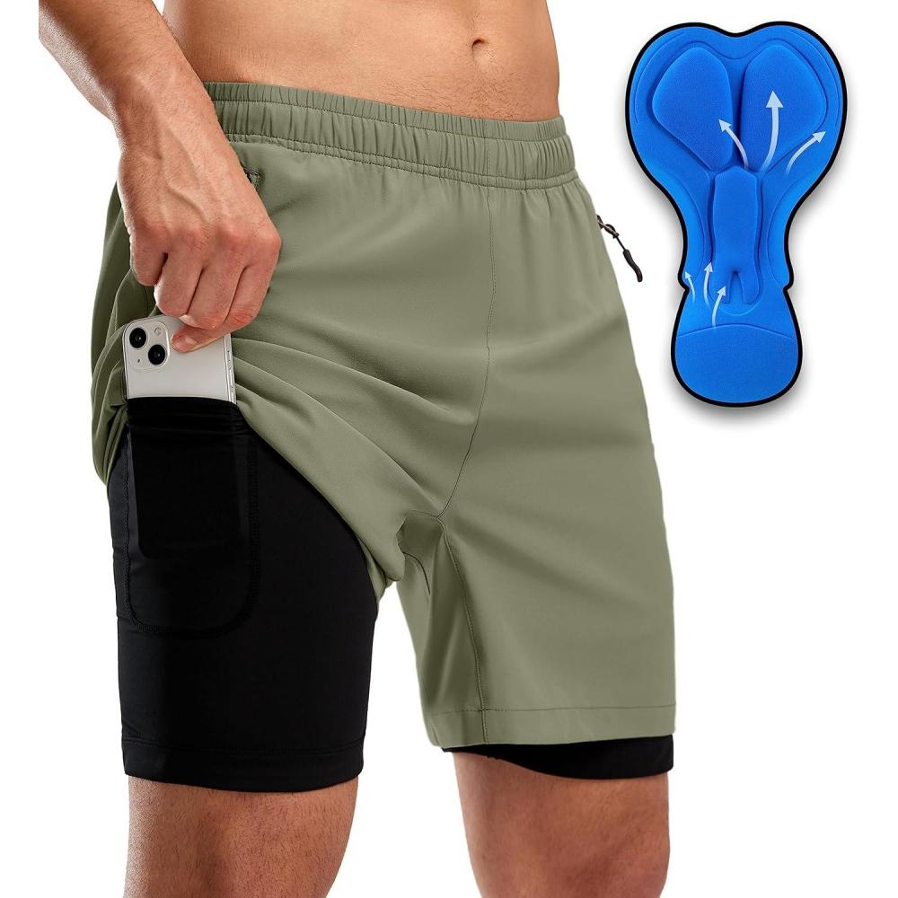 imageBikewa Mens Mountain Bike Shorts 3D Padded Loosefit Riding Biking Cycling Bicycle Biker Shorts for Men Zipper PocketsGreen