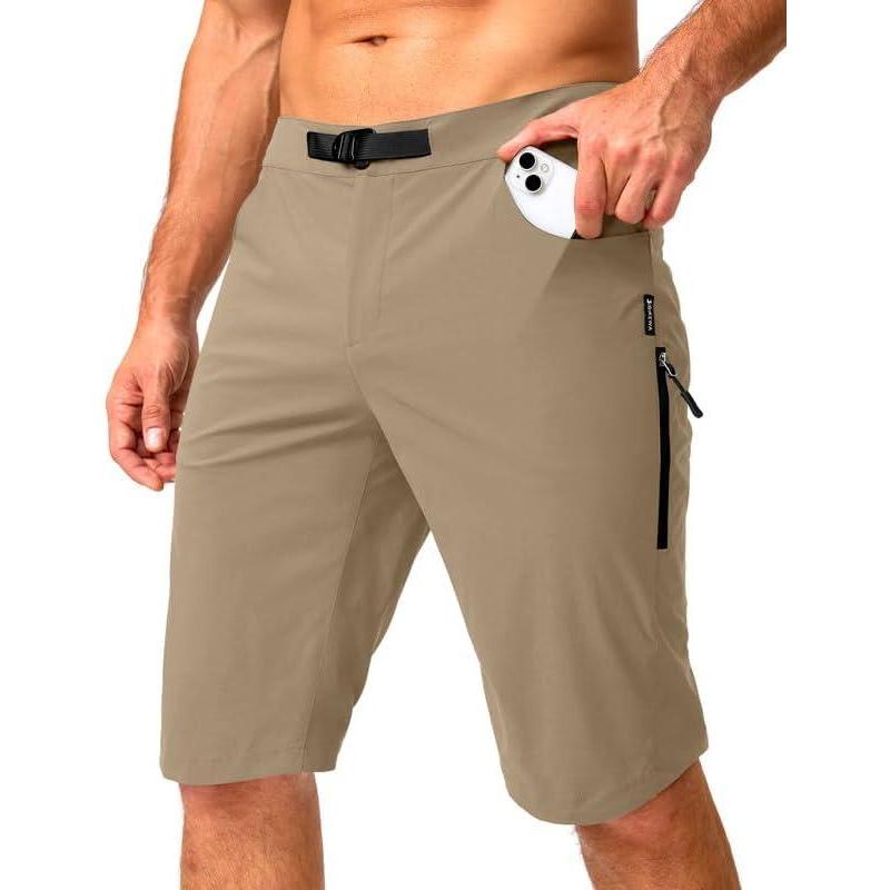 imageMens Mountain Bike Shorts Stretch Cycling Biking Bicycle Quick Dry Hiking Shorts for Men Zipper PocketsKhaki