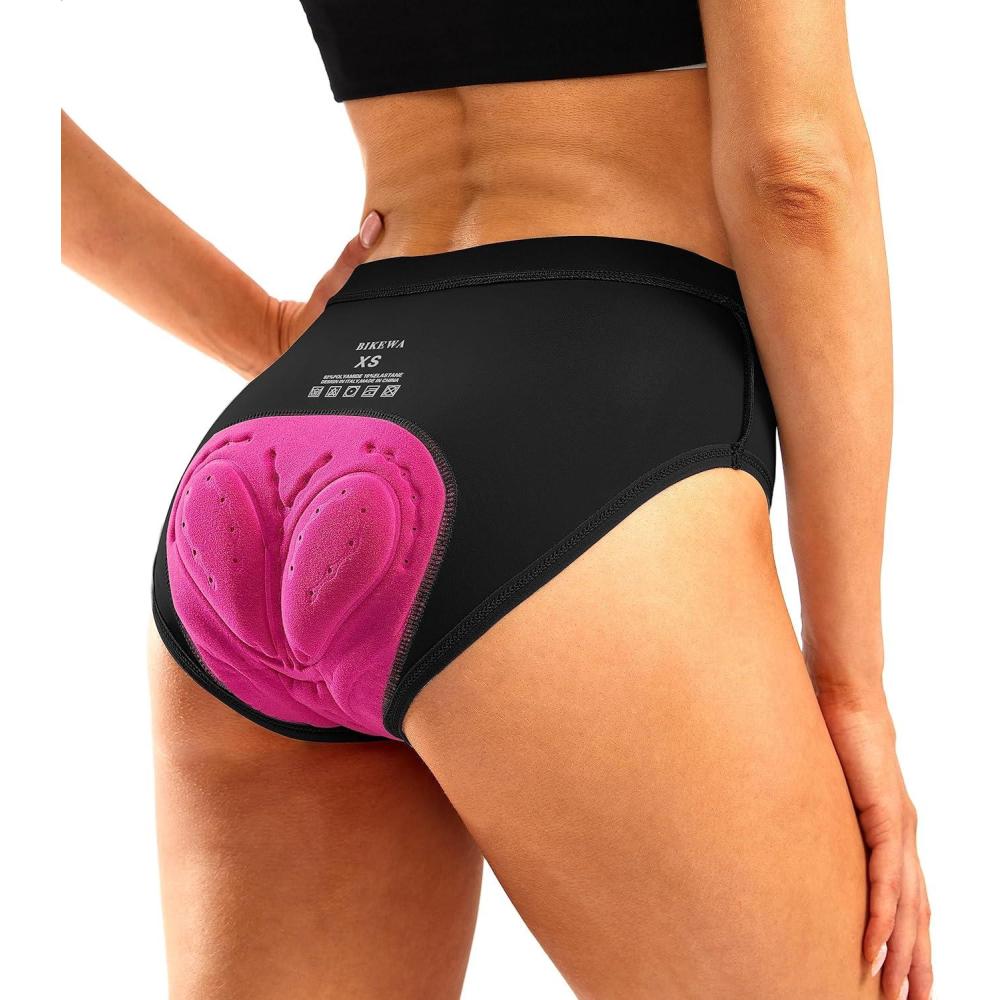 imageWomens 4D Padded Bike Underwear Cycling Bicycle Shorts Mountain Biking Riding Briefs Biker Cycle Spin Undershorts Padding Motorcycle Gear for WomenBlackM