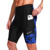 Bikewa Men’s Bike Shorts 3D Padded Cycling Road Biking Mountain Riding Biker Bicycle UPF 50+ Cycle Shorts Zipper Pockets(Black/Blue Arrow)