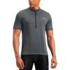 Bikewa Men’s Cycling Jersey Moisture Wicking Short Sleeve UPF Half Zip Bike Road Riding Biking Shirts for Men Zipper Pockets(Dark Grey)