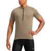Bikewa Men’s Cycling Jersey Moisture Wicking Short Sleeve UPF Half Zip Bike Road Riding Biking Shirts for Men Zipper Pockets(Khaki)