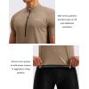 Bikewa Men’s Cycling Jersey Moisture Wicking Short Sleeve UPF Half Zip Bike Road Riding Biking Shirts for Men Zipper Pockets(Khaki)