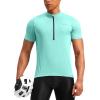 Bikewa Men’s Cycling Jersey Moisture Wicking Short Sleeve UPF Half Zip Bike Road Riding Biking Shirts for Men Zipper Pockets(Light Green)