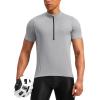 Bikewa Men’s Cycling Jersey Moisture Wicking Short Sleeve UPF Half Zip Bike Road Riding Biking Shirts for Men Zipper Pockets(Light Grey)
