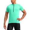 Bikewa Men’s Cycling Jersey Moisture Wicking Short Sleeve UPF Half Zip Bike Road Riding Biking Shirts for Men Zipper Pockets(Mint Green)