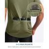 Bikewa Men’s Cycling Jersey Moisture Wicking Short Sleeve UPF Half Zip Bike Road Riding Biking Shirts for Men Zipper Pockets(Olive)