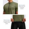 Bikewa Men’s Cycling Jersey Moisture Wicking Short Sleeve UPF Half Zip Bike Road Riding Biking Shirts for Men Zipper Pockets(Olive)