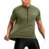 Bikewa Men’s Cycling Jersey Moisture Wicking Short Sleeve UPF Half Zip Bike Road Riding Biking Shirts for Men Zipper Pockets(Olive)