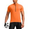 Bikewa Men’s Cycling Jersey Moisture Wicking Short Sleeve UPF Half Zip Bike Road Riding Biking Shirts for Men Zipper Pockets(Orange)