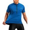 Bikewa Men’s Cycling Jersey Moisture Wicking Short Sleeve UPF Half Zip Bike Road Riding Biking Shirts for Men Zipper Pockets(Royal Blue)