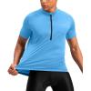 Bikewa Men’s Cycling Jersey Moisture Wicking Short Sleeve UPF Half Zip Bike Road Riding Biking Shirts for Men Zipper Pockets(Sky Blue)