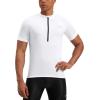 Bikewa Men’s Cycling Jersey Moisture Wicking Short Sleeve UPF Half Zip Bike Road Riding Biking Shirts for Men Zipper Pockets(White)