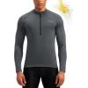 Bikewa Men’s Cycling Jersey with 3+1 Rear Zipper Pockets Long Sleeve Moisture Wicking UPF 50+ Half Zip Riding Bike Shirts(Dark Grey)