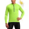 Bikewa Men’s Cycling Jersey with 3+1 Rear Zipper Pockets Long Sleeve Moisture Wicking UPF 50+ Half Zip Riding Bike Shirts(Fluorescent Green)