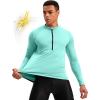 Bikewa Men’s Cycling Jersey with 3+1 Rear Zipper Pockets Long Sleeve Moisture Wicking UPF 50+ Half Zip Riding Bike Shirts(Light Green)