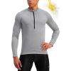 Bikewa Men’s Cycling Jersey with 3+1 Rear Zipper Pockets Long Sleeve Moisture Wicking UPF 50+ Half Zip Riding Bike Shirts(Light Grey)