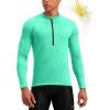 Bikewa Men’s Cycling Jersey with 3+1 Rear Zipper Pockets Long Sleeve Moisture Wicking UPF 50+ Half Zip Riding Bike Shirts(Mint Green)