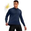 Bikewa Men’s Cycling Jersey with 3+1 Rear Zipper Pockets Long Sleeve Moisture Wicking UPF 50+ Half Zip Riding Bike Shirts(Navy)