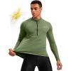 Bikewa Men’s Cycling Jersey with 3+1 Rear Zipper Pockets Long Sleeve Moisture Wicking UPF 50+ Half Zip Riding Bike Shirts(Olive)