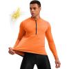 Bikewa Men’s Cycling Jersey with 3+1 Rear Zipper Pockets Long Sleeve Moisture Wicking UPF 50+ Half Zip Riding Bike Shirts(Orange)