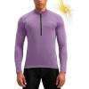 Bikewa Men’s Cycling Jersey with 3+1 Rear Zipper Pockets Long Sleeve Moisture Wicking UPF 50+ Half Zip Riding Bike Shirts(Purple)