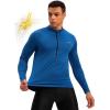 Bikewa Men’s Cycling Jersey with 3+1 Rear Zipper Pockets Long Sleeve Moisture Wicking UPF 50+ Half Zip Riding Bike Shirts(Royal Blue)