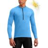 Bikewa Men’s Cycling Jersey with 3+1 Rear Zipper Pockets Long Sleeve Moisture Wicking UPF 50+ Half Zip Riding Bike Shirts(Sky Blue)
