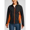 Bikewa Women’s Cycling Rain Jackets Waterproof Windbreaker Lightweight Running Windproof Reflective Jacket Packable Hooded(Black/Orange)
