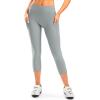 Women’s 4D Padded Bike Pants High Waist Cycling Shorts Bicycle Capris 3/4 Biking Tights with Zipper Pockets(Light Grey)