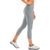 Women’s 4D Padded Bike Pants High Waist Cycling Shorts Bicycle Capris 3/4 Biking Tights with Zipper Pockets(Light Grey)
