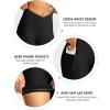 Women’s Bike Shorts 4D Padded Cycling Shorts Crossover Waist Biking Shorts with Pockets Bicycle Riding(Black)