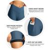 Women’s Bike Shorts 4D Padded Cycling Shorts Crossover Waist Biking Shorts with Pockets Bicycle Riding(Blue Grey)