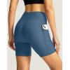 Women’s Bike Shorts 4D Padded Cycling Shorts Crossover Waist Biking Shorts with Pockets Bicycle Riding(Blue Grey)