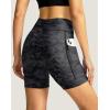 Women’s Bike Shorts 4D Padded Cycling Shorts Crossover Waist Biking Shorts with Pockets Bicycle Riding(Camo Black)