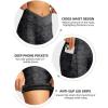 Women’s Bike Shorts 4D Padded Cycling Shorts Crossover Waist Biking Shorts with Pockets Bicycle Riding(Camo Black)