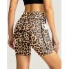 Women’s Bike Shorts 4D Padded Cycling Shorts Crossover Waist Biking Shorts with Pockets Bicycle Riding(Leopard)