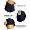 Women’s Bike Shorts 4D Padded Cycling Shorts Crossover Waist Biking Shorts with Pockets Bicycle Riding(Navy)