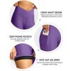 Women’s Bike Shorts 4D Padded Cycling Shorts Crossover Waist Biking Shorts with Pockets Bicycle Riding(Purple)