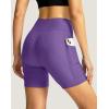 Women’s Bike Shorts 4D Padded Cycling Shorts Crossover Waist Biking Shorts with Pockets Bicycle Riding(Purple)