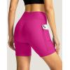 Women’s Bike Shorts 4D Padded Cycling Shorts Crossover Waist Biking Shorts with Pockets Bicycle Riding(Rosy)