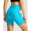 Women’s Bike Shorts 4D Padded Cycling Shorts Crossover Waist Biking Shorts with Pockets Bicycle Riding(Sky Blue)