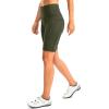Women’s High Waisted Biker Shorts 8″ Running Workout Tummy Control Bike Spandex Shorts for Women Zipper Pockets(Army Green)
