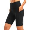 Women’s High Waisted Biker Shorts 8″ Running Workout Tummy Control Bike Spandex Shorts for Women Zipper Pockets(Black)